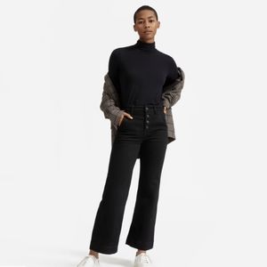 Everlane The Button-Fly Wide-Leg Ankle Jean in Black - Size 25